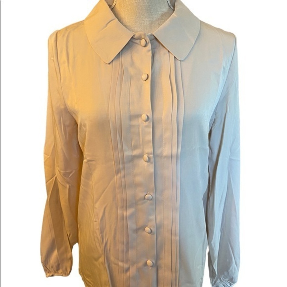NWT EL crème long sleeve vintage style button‎ up shirt